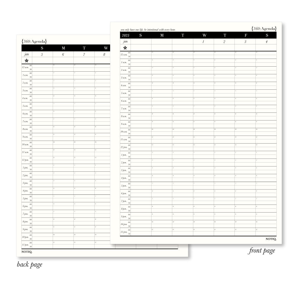 | Pre-Order | 2026 Dated | 360:Agenda | 24-Hour Planner Inserts & Refill | Starts Shipping Oct 31 - Nov 30 | NOTIQ