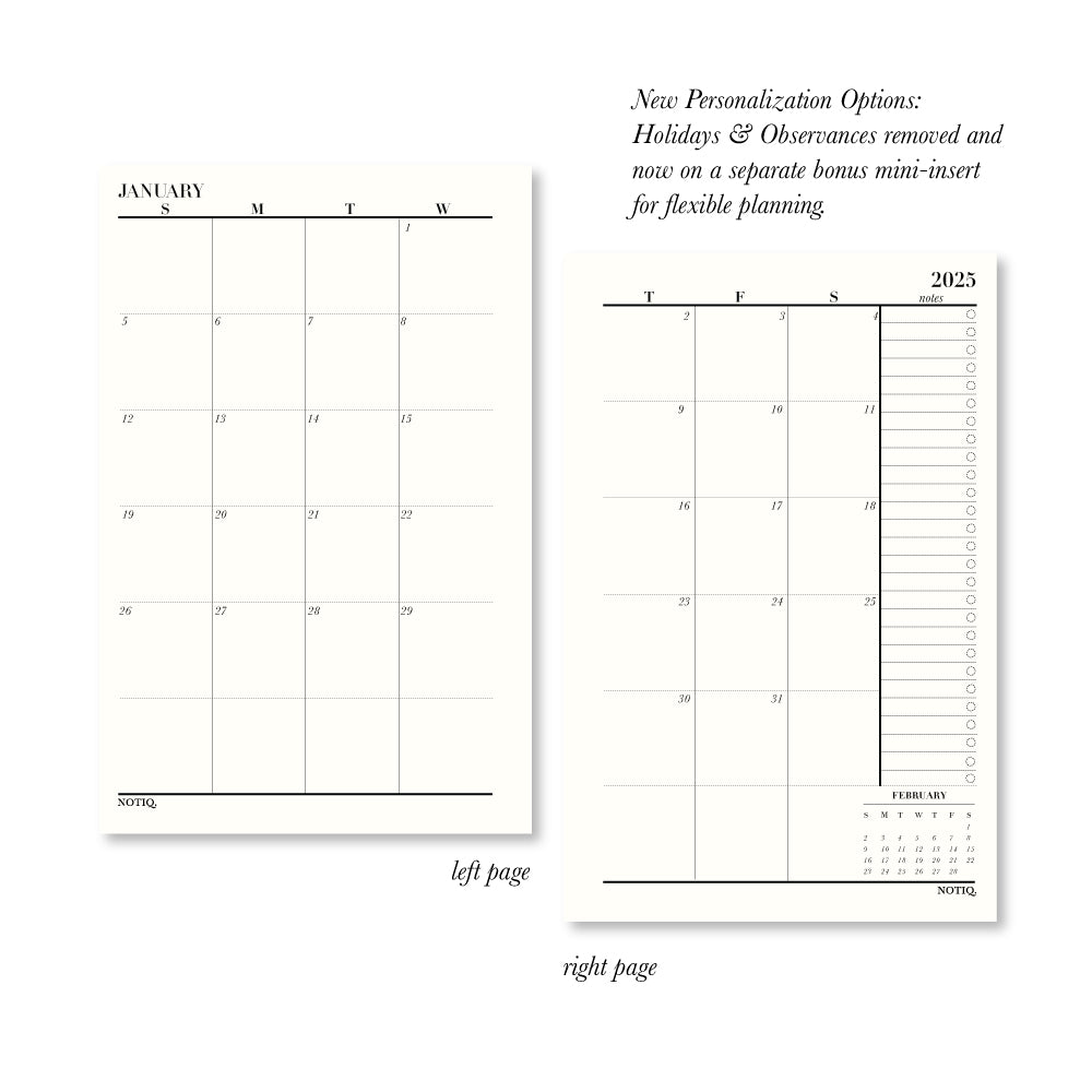 | 2025 Dated Yearly Plan: Weekly Plan + Monthly Planner Inserts & Refill | NOTIQ