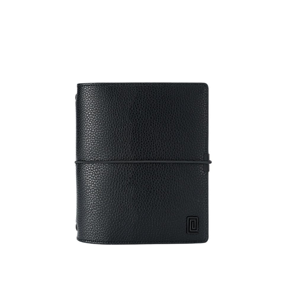 Black on Black Ink Pebble | Euro Ringless Travel Folio | A6 Travel Notebook Planner Cover | NOTIQ