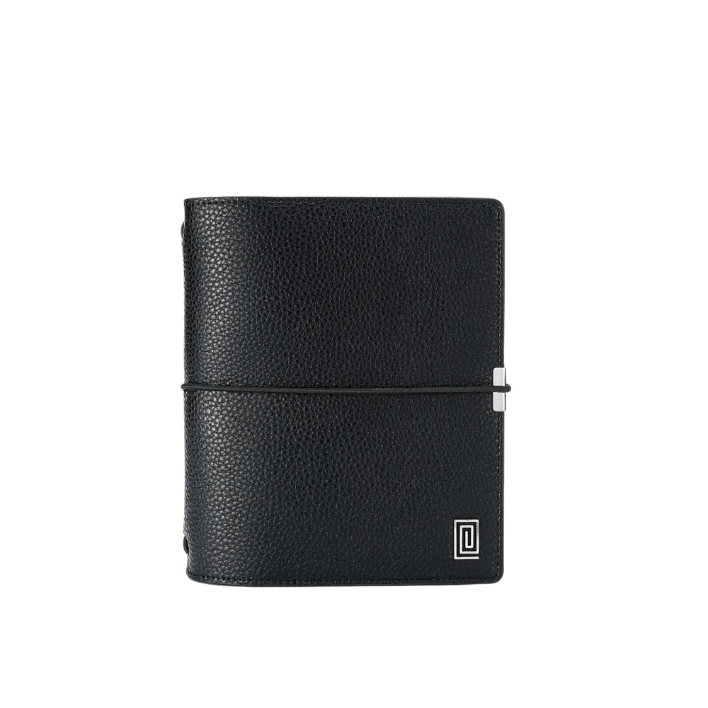 Silver on Black Ink Pebble | Euro Ringless Travel Folio | A6 Travel Notebook Planner Cover | NOTIQ