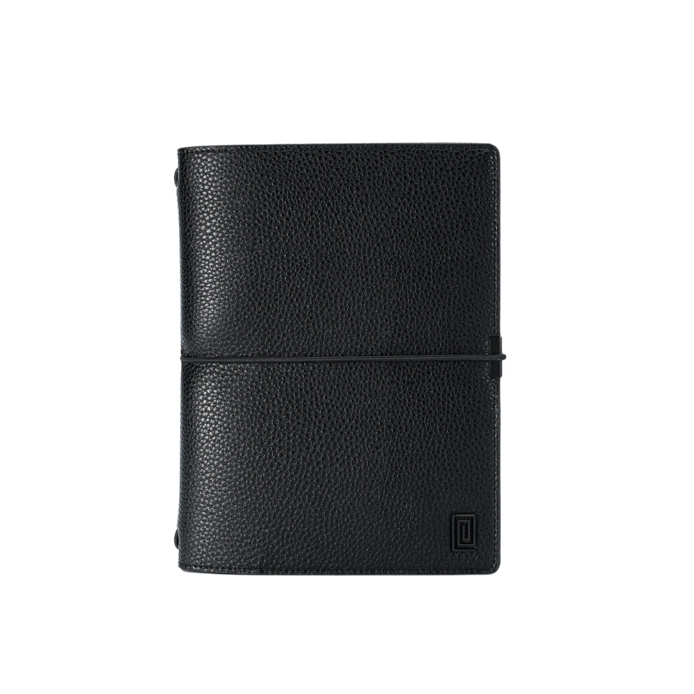Black on Black Ink Pebble | Mono Ringless Travel Folio | Mini and B6 Travel Notebook Planner Cover | NOTIQ