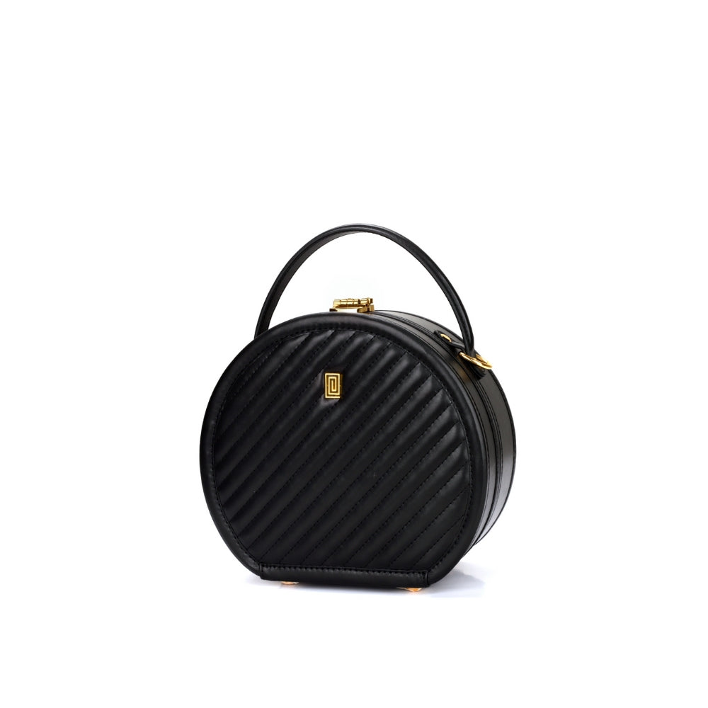 Black Lisse | EQUIP Lady VJ Box Bag | Vintage Style Small Round Handbag | NOTIQ
