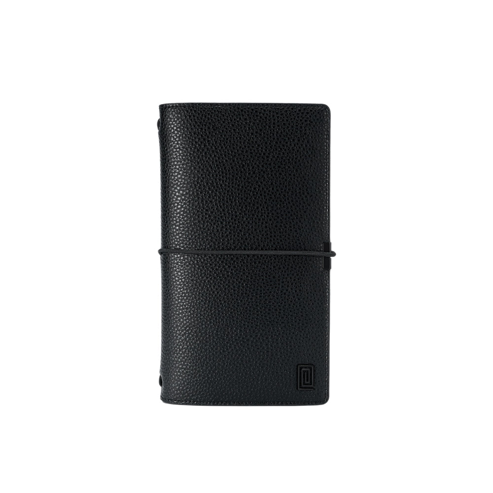 Black on Black Ink Pebble | OUTLET | Slim Ringless Travel Folio | Slim Travel Notebook Planner Cover | Final Sale | NOTIQ