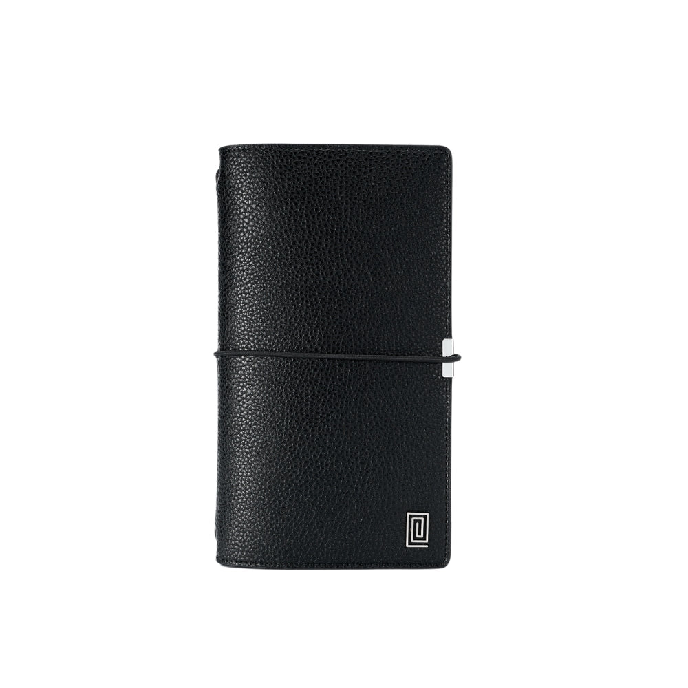 Silver on Black Ink Pebble | Slim Ringless Travel Folio | Slim Travel Notebook Planner Cover | NOTIQ