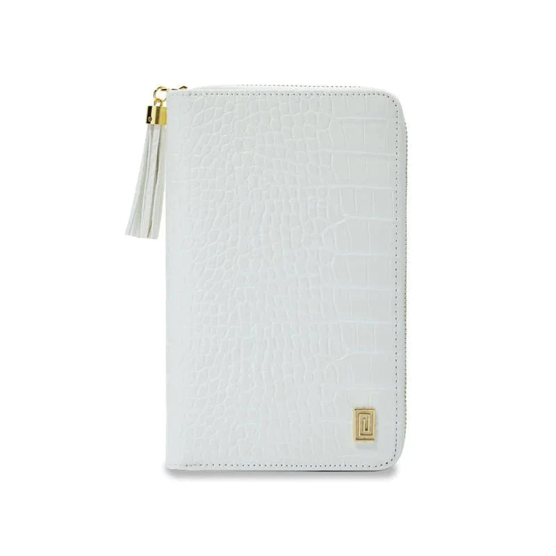 Dove White Croco Slim Compact | Slim Zip Wallet | NOTIQ