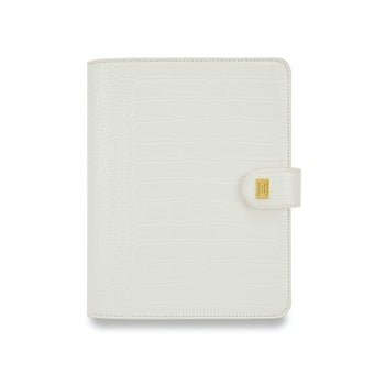 Dove White Croco Demi | MM4. Demi Ringless Agenda | Half Letter Planner Cover | NOTIQ