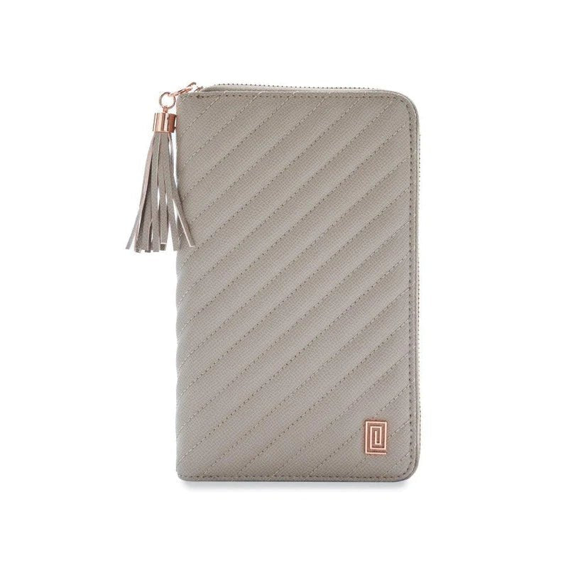 Stone Gray Quilted Slim Compact | Slim Zip Wallet | NOTIQ
