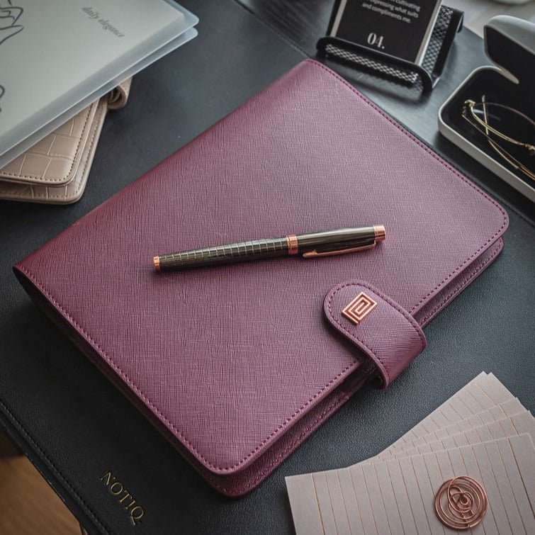 Mulberry Saffiano Demi | MM4. Demi Ringless Agenda | Half Letter Planner Cover | NOTIQ