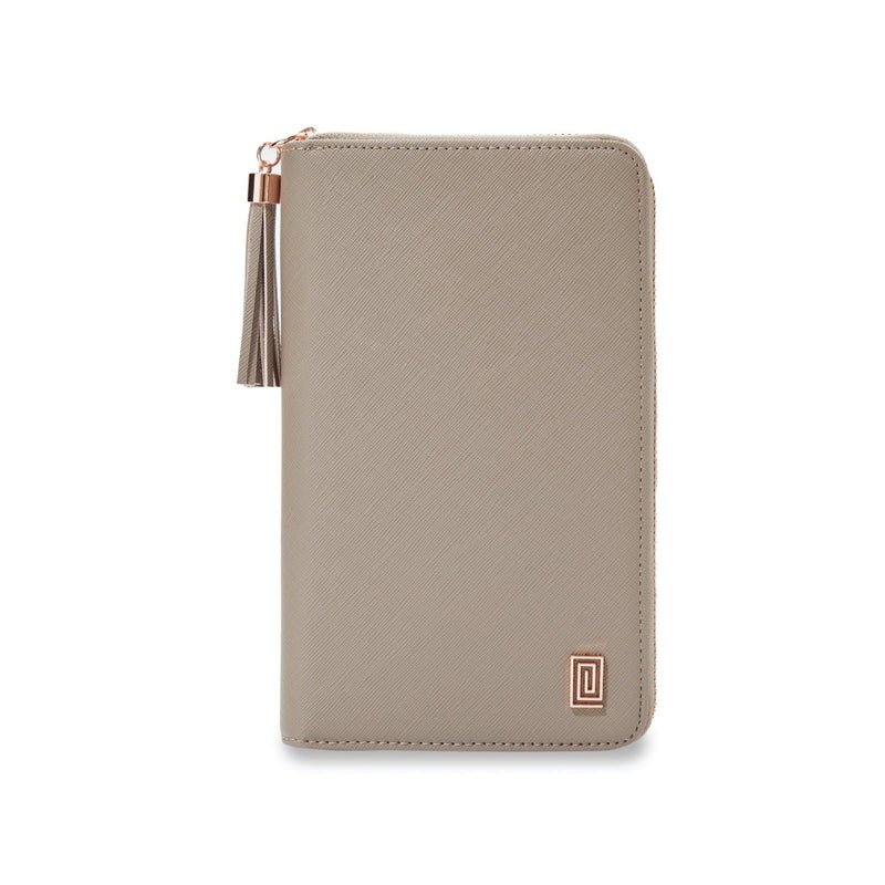 Stone Gray Saffiano Slim Compact | Slim Zip Wallet | NOTIQ