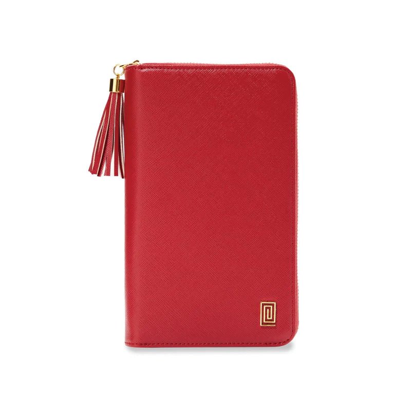 Red Lipstick Saffiano Slim Compact | Slim Zip Wallet | NOTIQ
