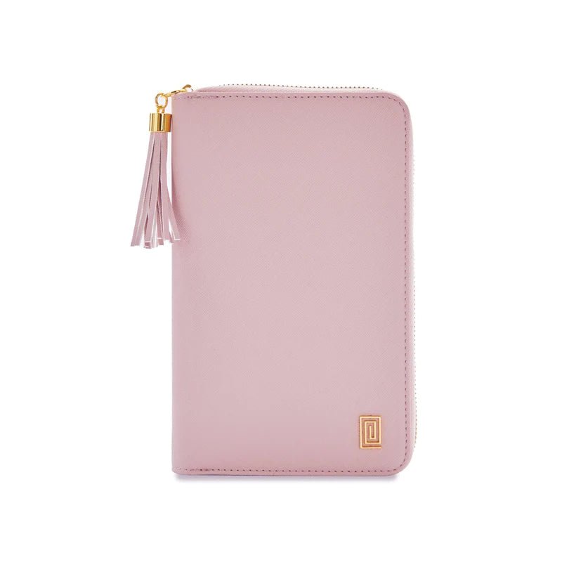 Gold on Rosebud Saffiano Slim Compact | Slim Zip Wallet | NOTIQ