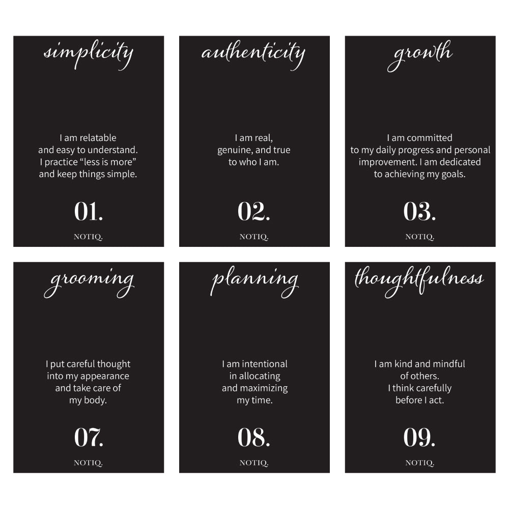 | Code of Elegance Affirmation Cards - Set of 12+ Mini Cards | NOTIQ
