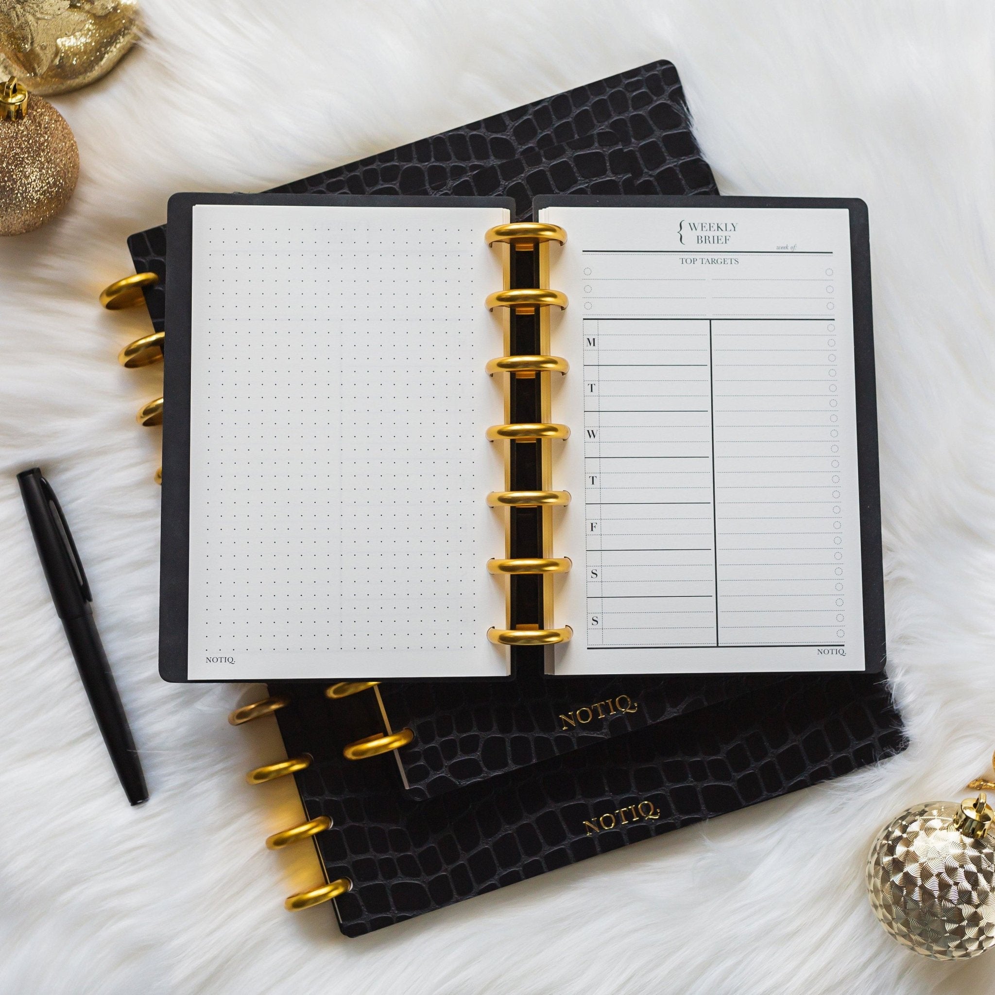 Black Croco | Executive Weekly Planner | Discbound Weekly BRIEF Planbook | NOTIQ