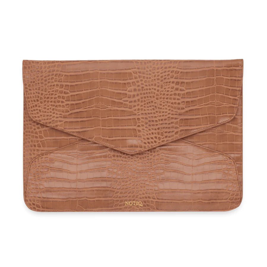Brown Sugar Croco Fits Up To 13 - 14 inch Devices | Envelope Laptop Case | Tech Clutch | NOTIQ