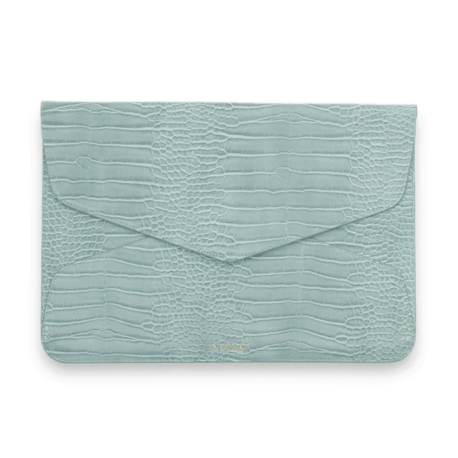 Seafoam Croco Fits Up To 13 - 14 inch Devices | Envelope Laptop Case | Tech Clutch | NOTIQ