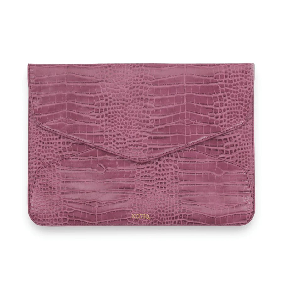 Raspberry Croco Fits Up To 13 - 14 inch Devices | Envelope Laptop Case | Tech Clutch | NOTIQ