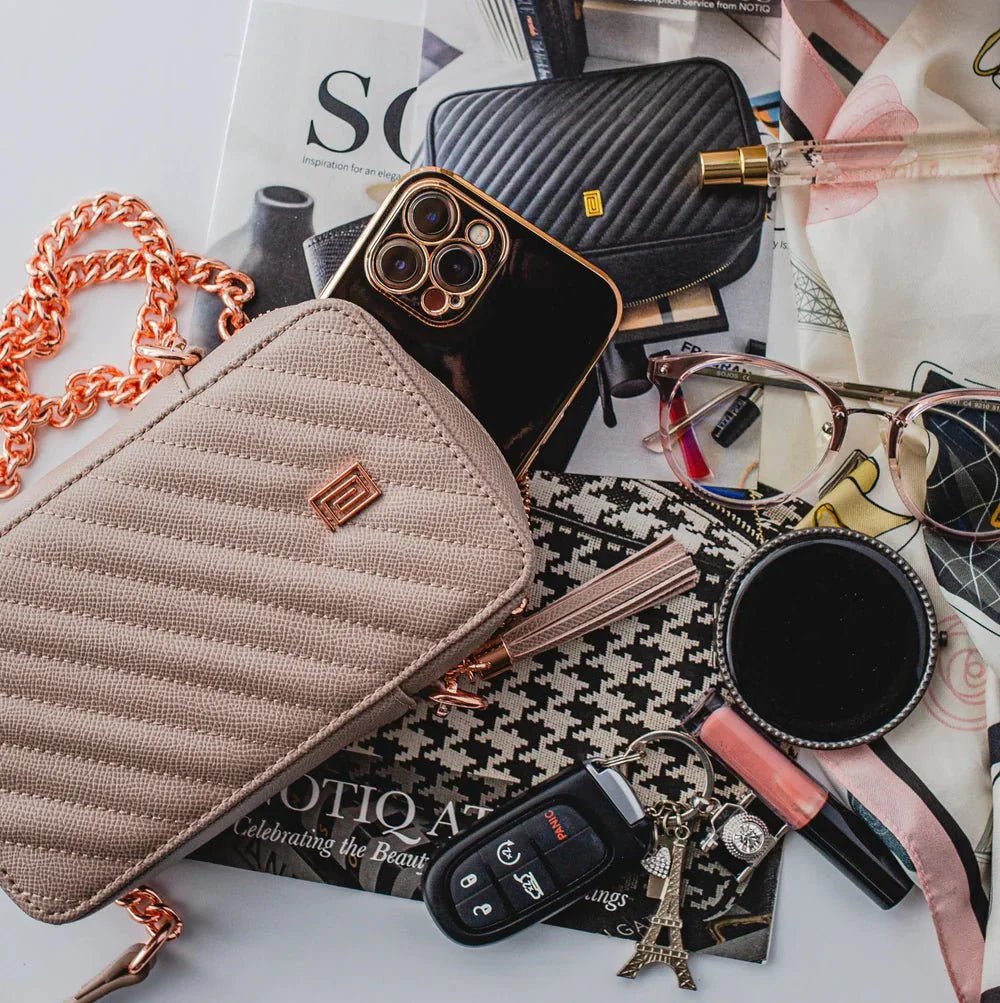 Stone Gray Quilted | Crossbody Phone Bag | NOTIQ