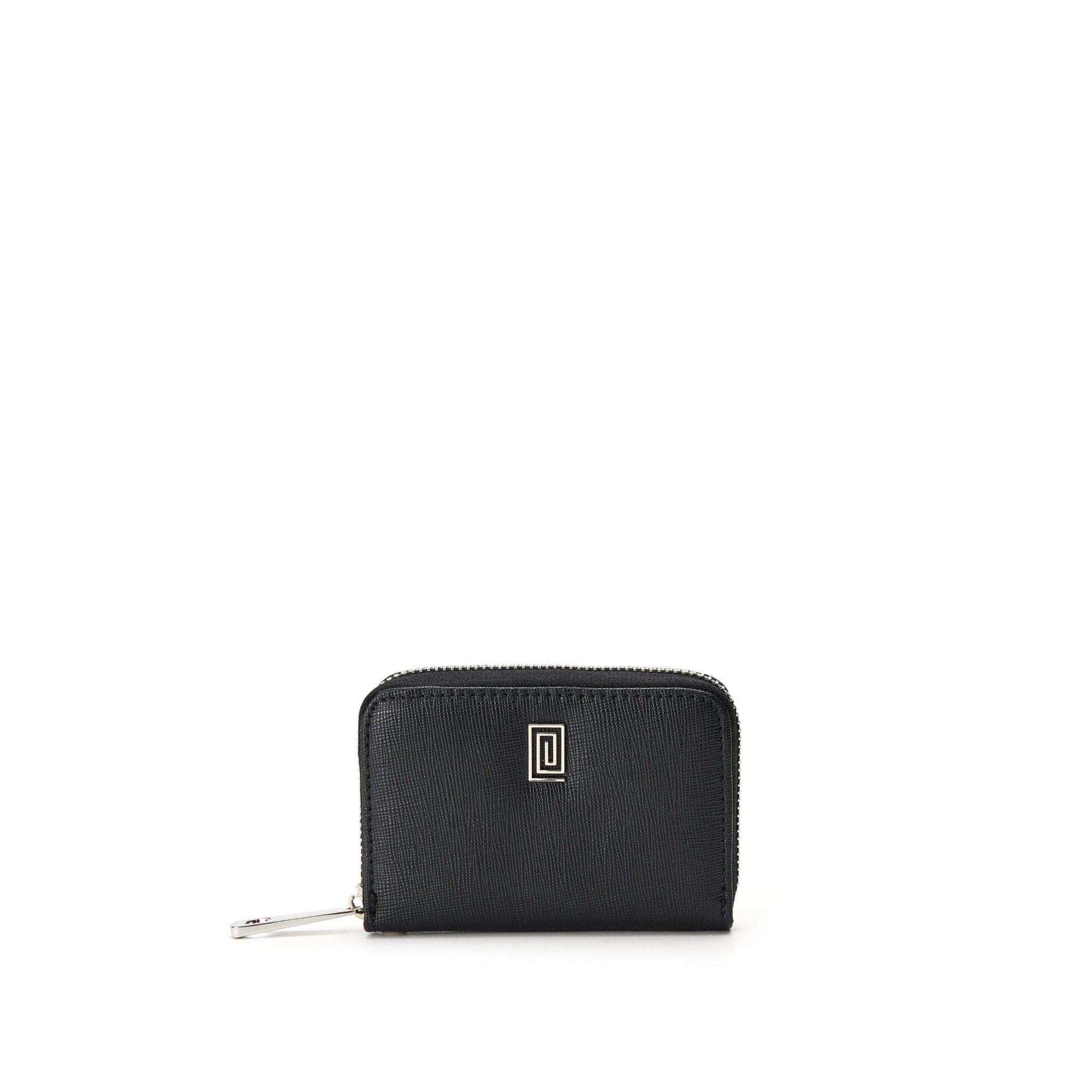Silver Black Onyx Saffiano | EQUIP Jet Set Zip Card Holder | NOTIQ