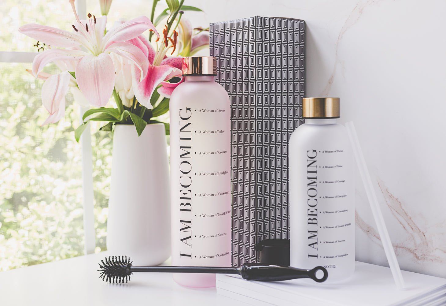 | I Am Becoming Affirmation Tracking Water Bottle Kit | NOTIQ