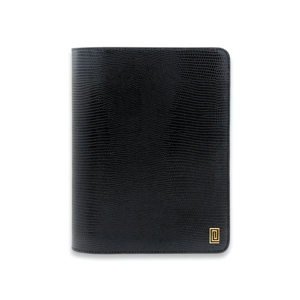 BLAQ Lizard Midi | LL3. Midi Desk Folio Ringless Agenda | Classic 9-Disc or Coil Planner Cover | NOTIQ