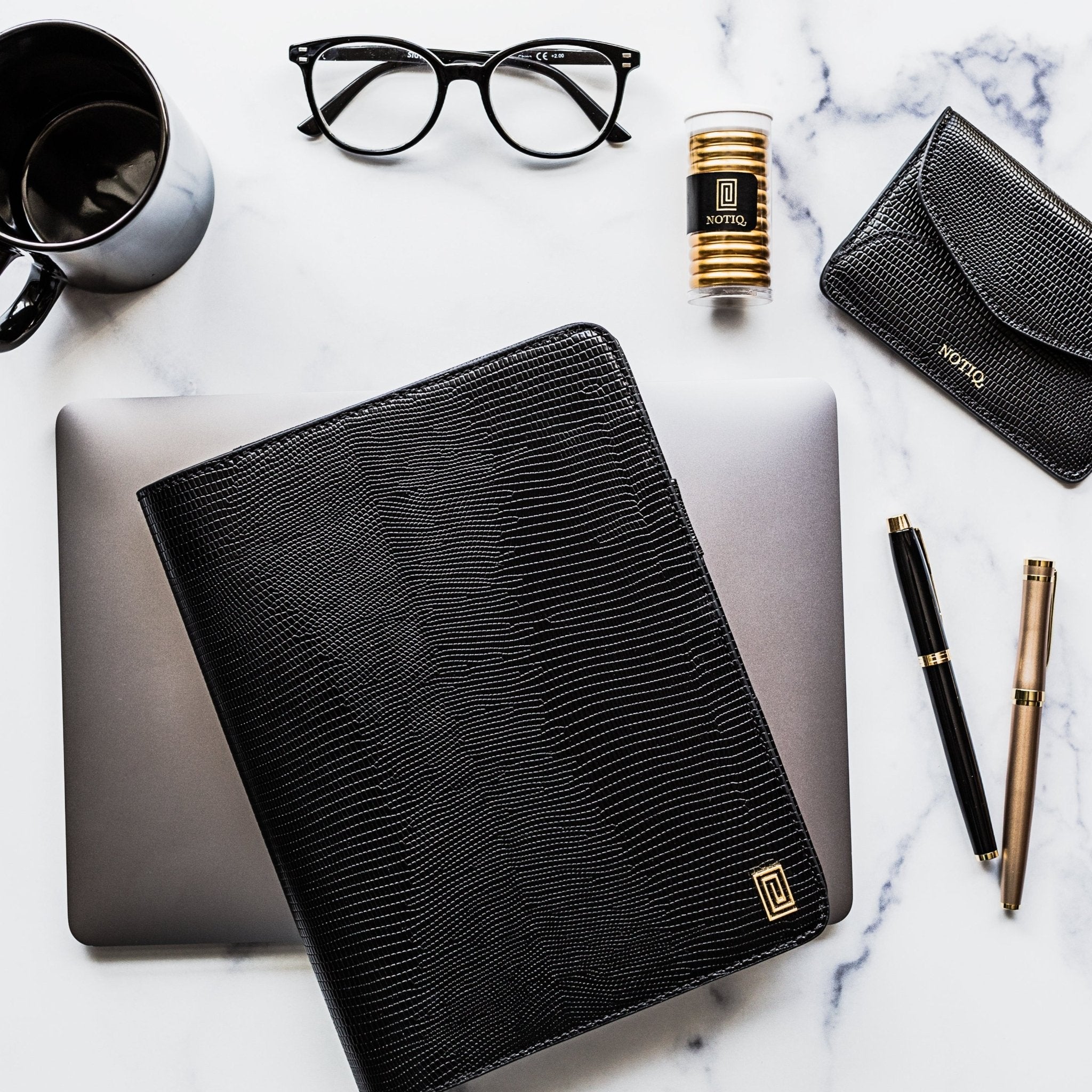 | LL3. Midi Desk Folio Ringless Agenda | Classic 9-Disc or Coil Planner Cover | NOTIQ