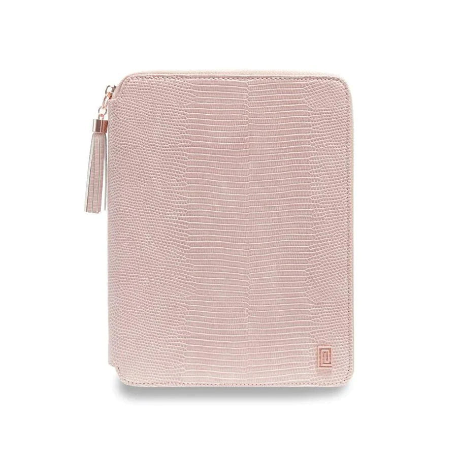 Dusty Rose Lizard Demi | MM7. Demi Zip Folio Ringless Agenda | Half Letter Planner Cover | NOTIQ