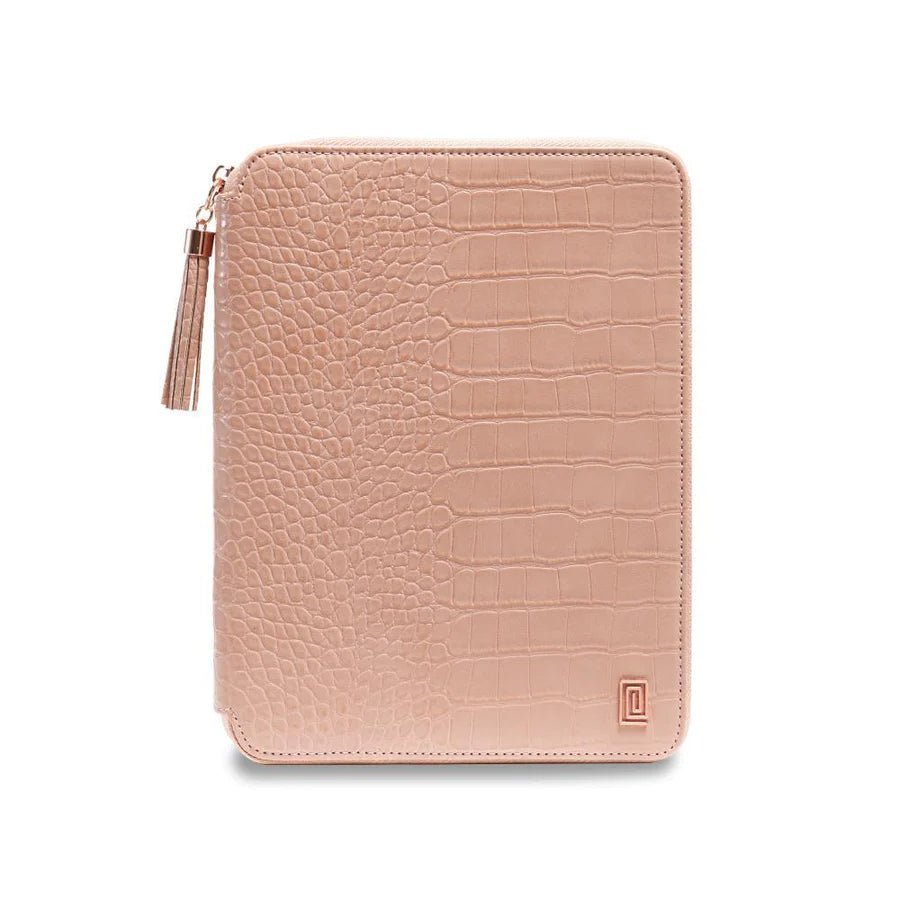 Rose Nude Croco Demi | MM7. Demi Zip Folio Ringless Agenda | Half Letter Planner Cover | NOTIQ