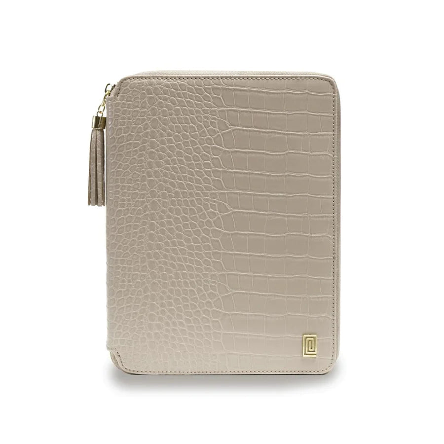 Bone Croco Demi | MM7. Demi Zip Folio Ringless Agenda | Half Letter Planner Cover | NOTIQ