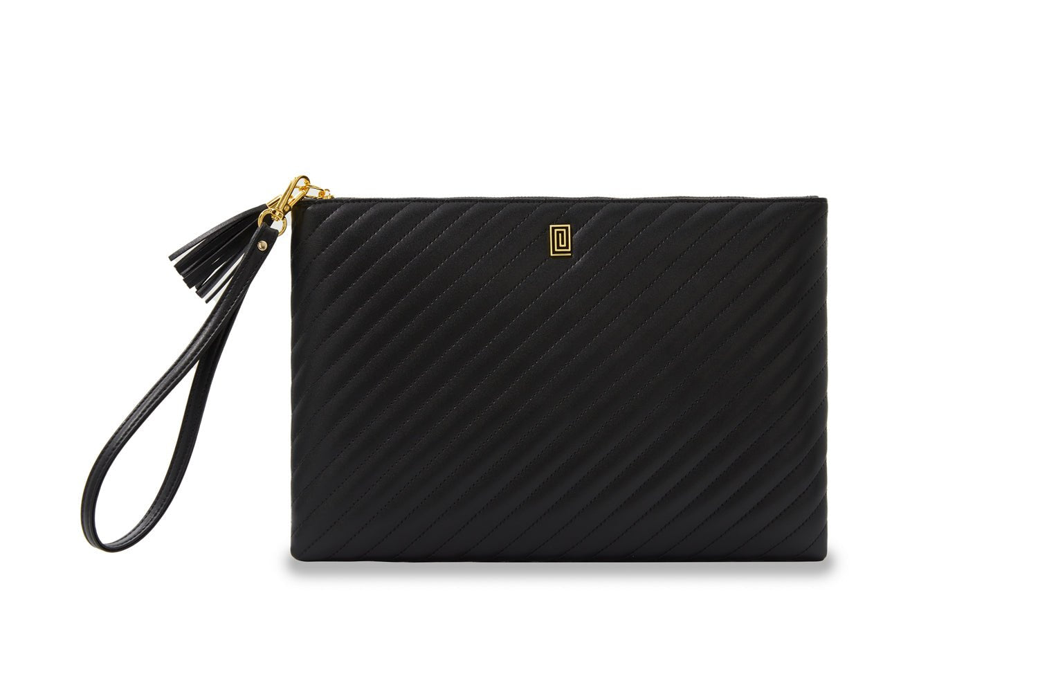 Black Lisse Luxe Pouch + Wrist Strap | Quilted Tablet Luxe Pouch | NOTIQ