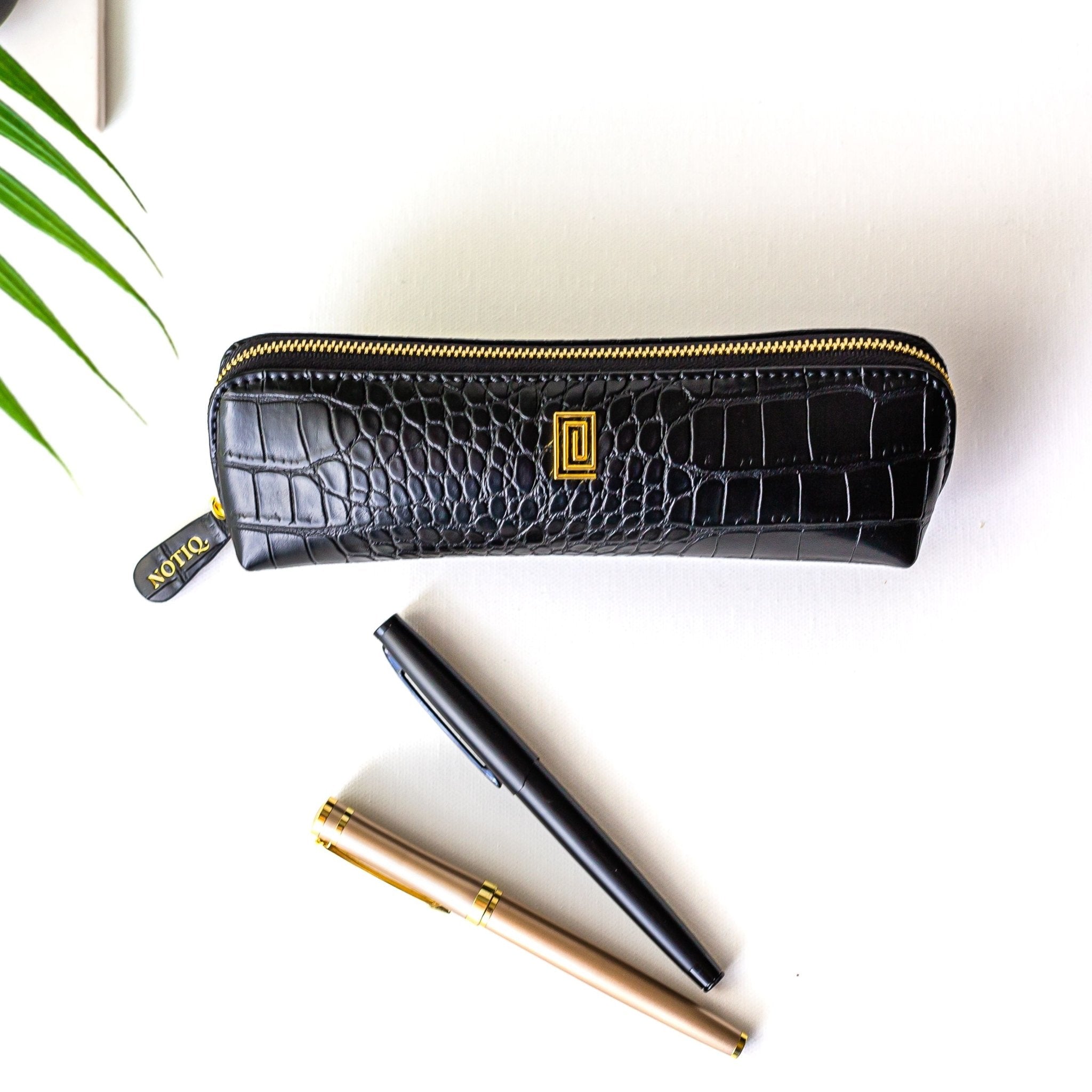 Gold on Black Croco Extended - Fits Tombow Pens | Pencil Case | Pen Case | NOTIQ
