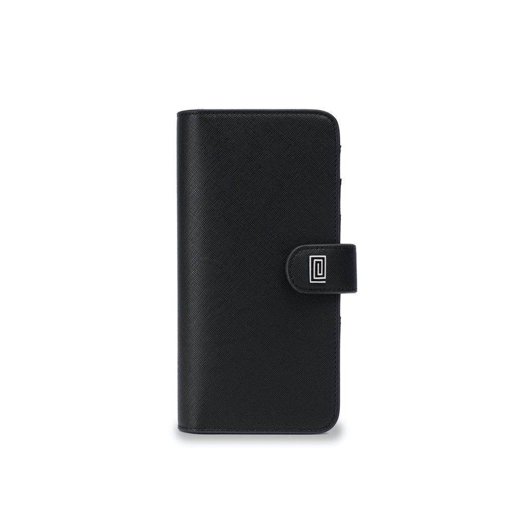 Silver on Jet Black Saffiano Slim Travel | SL1. Slim Travel Wallet Ringless Agenda | Planner Cover | NOTIQ