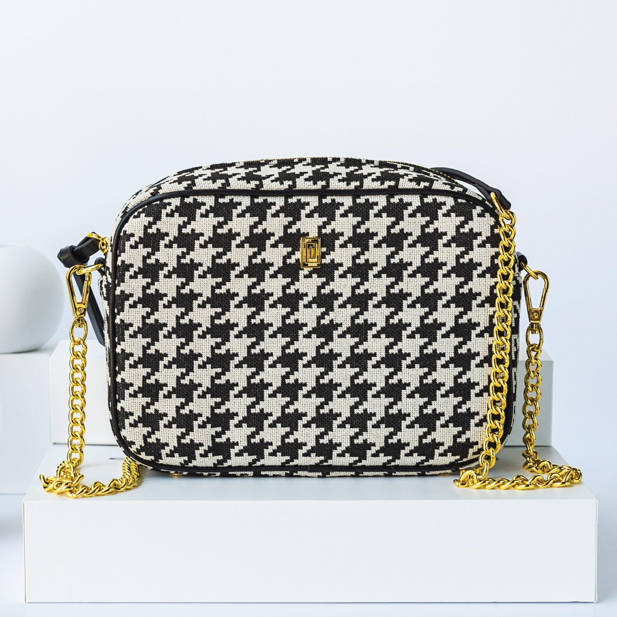 Black Houndstooth | Soigné Houndstooth Classic Handbag | NOTIQ