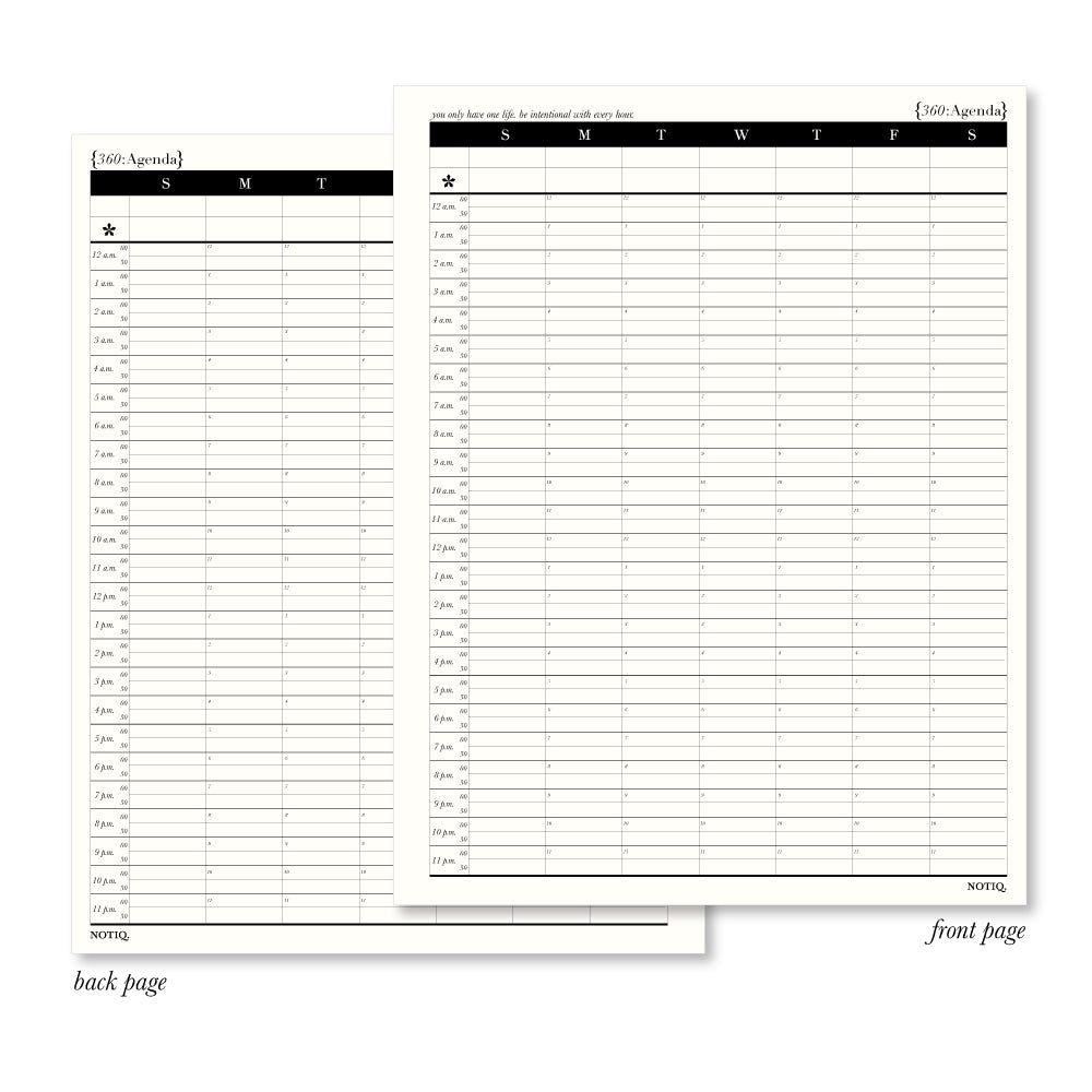 | Undated | 360:Agenda | 24-Hour Planner Inserts & Refill | NOTIQ