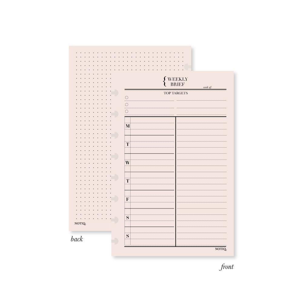 Blush Pink | Weekly Brief | Notepad | Disc Punched | NOTIQ