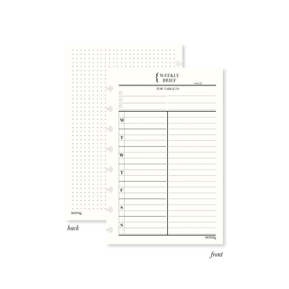 Pearl White | Weekly Brief | Notepad | Disc Punched | NOTIQ