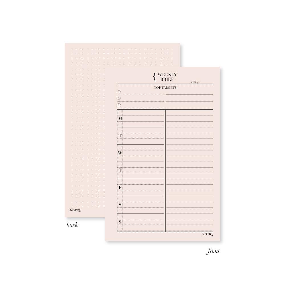 Blush Pink | Weekly Brief | Notepad | Unpunched | NOTIQ
