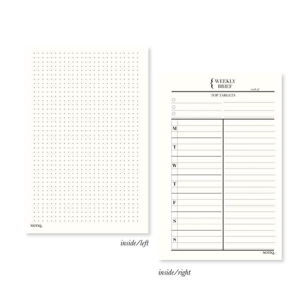 Pearl White | Weekly Brief Undated: 52-Week Planner Inserts & Refill | NOTIQ