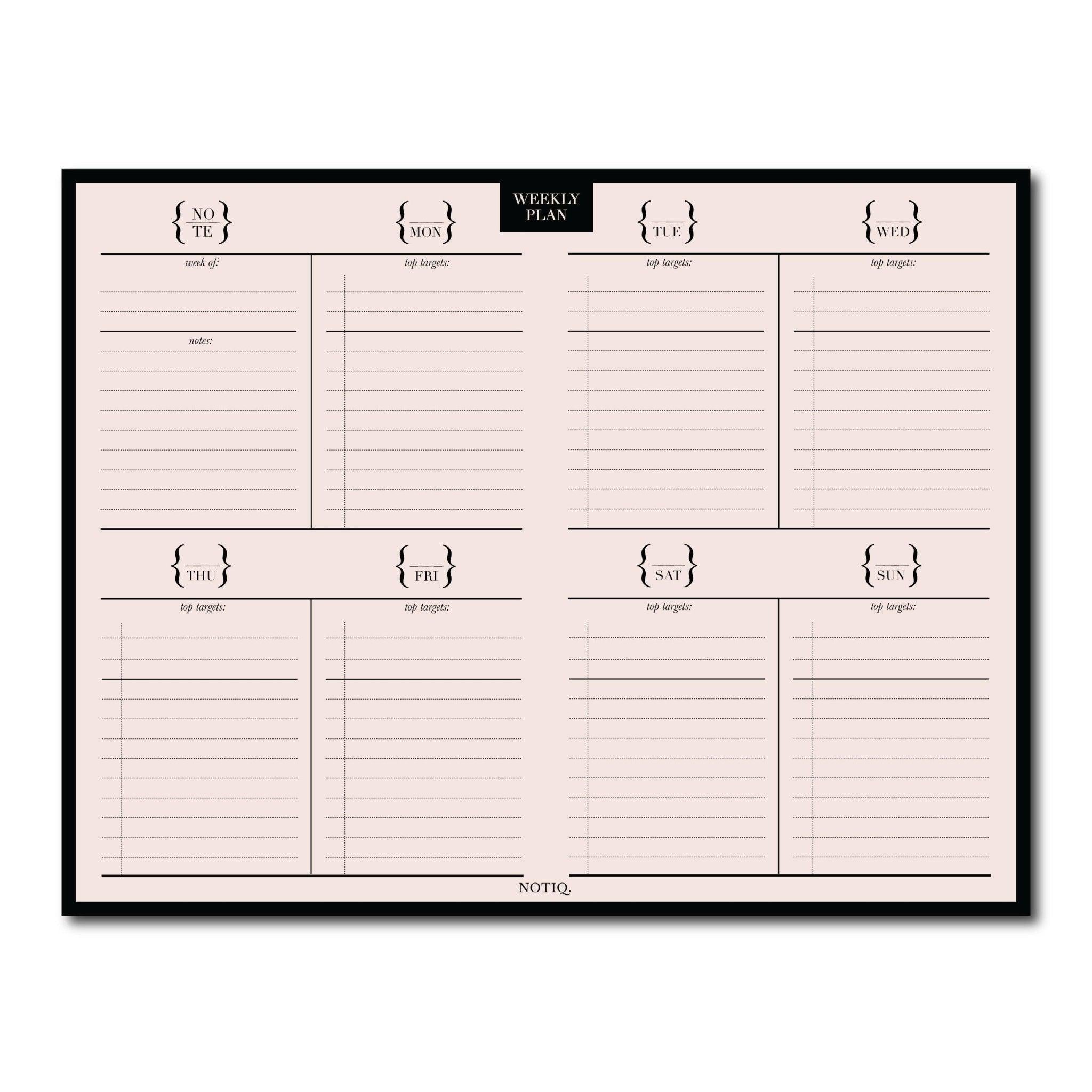 Blush Pink | Weekly Plan Desk Notepad | Planner | NOTIQ