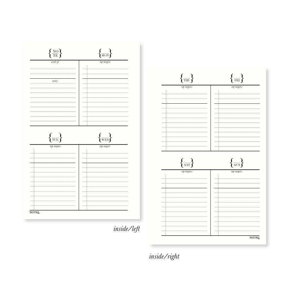 Pearl White | Weekly Plan Undated: 52-Week Planner Inserts & Refill | NOTIQ