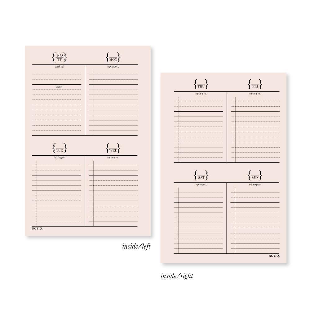 Blush Pink | Weekly Plan Undated: 52-Week Planner Inserts & Refill | NOTIQ