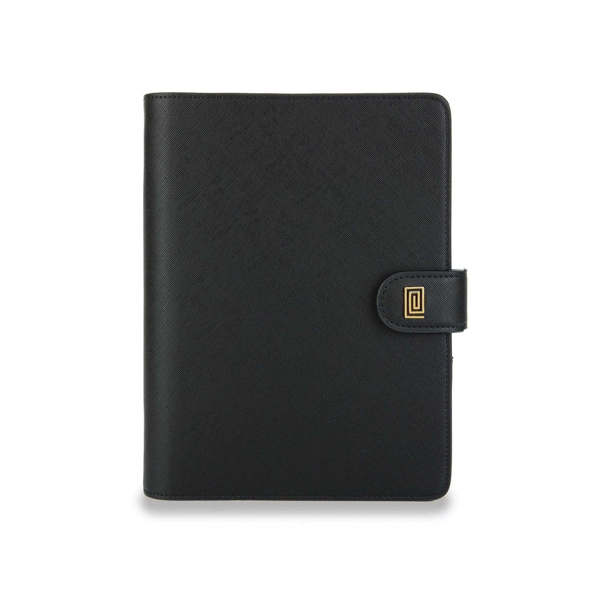 Gold on Jet Black Saffiano Poca Plus Rings | XS3. Poca Plus Ring Agenda | Pocket Planner Cover | NOTIQ