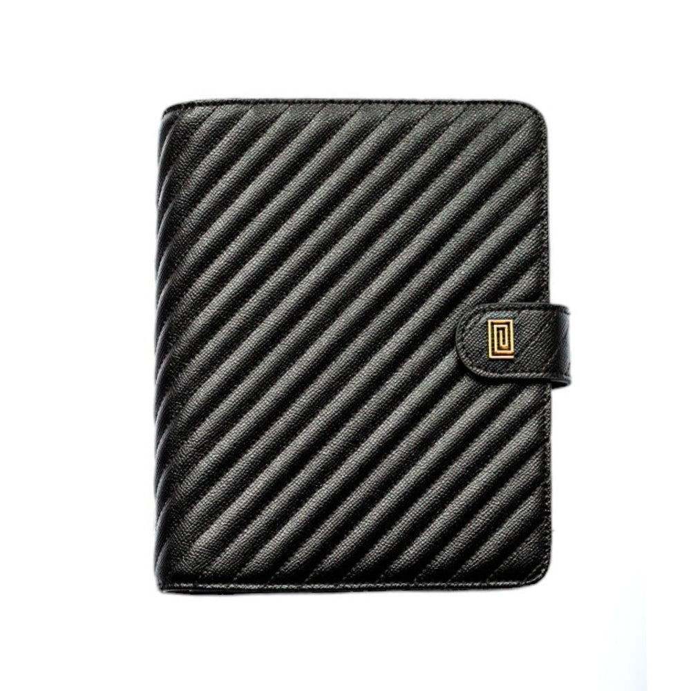 Gold on Noir Quilted Mono Plus | SS11. Mono Plus Ringless Agenda | A5 Coil & A5 Disc Planner Cover | NOTIQ