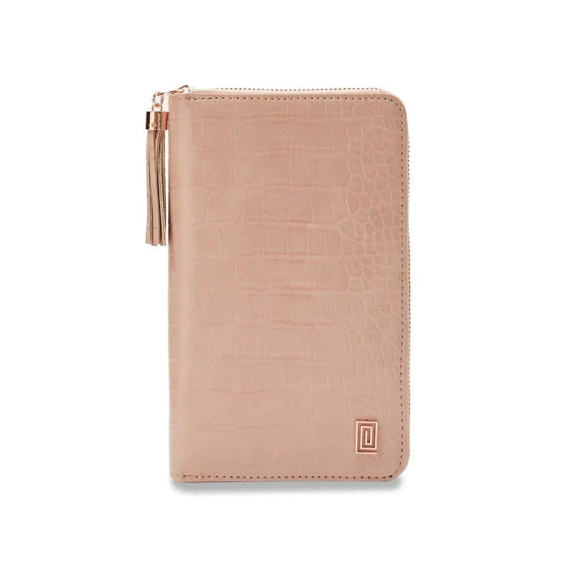 Rose Nude Croco Slim Compact | SL7. Slim Compact Zip Wallet | NOTIQ