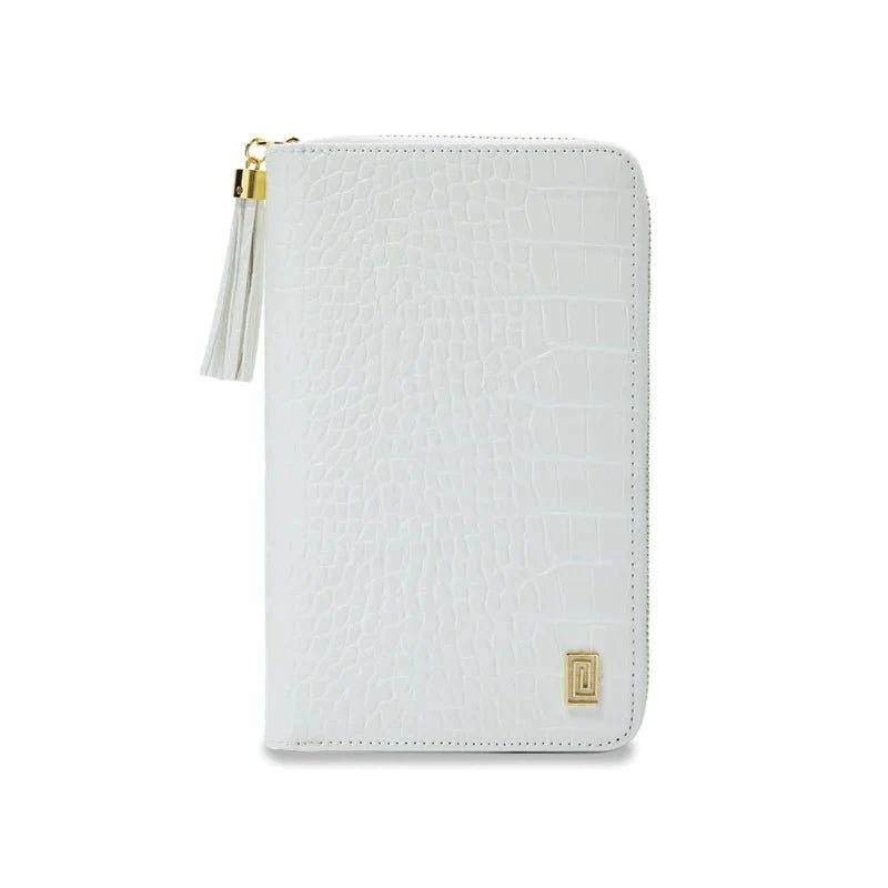 Dove White Croco Slim Compact | SL7. Slim Compact Zip Wallet | NOTIQ