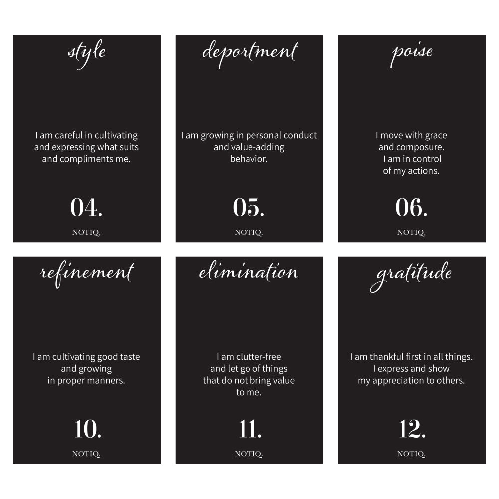 Code of Elegance Affirmation Cards - Set of 12+ Mini Cards