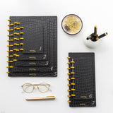 Croco Snap Covers Discbound Planner Covers | Set of 2 Black Croco