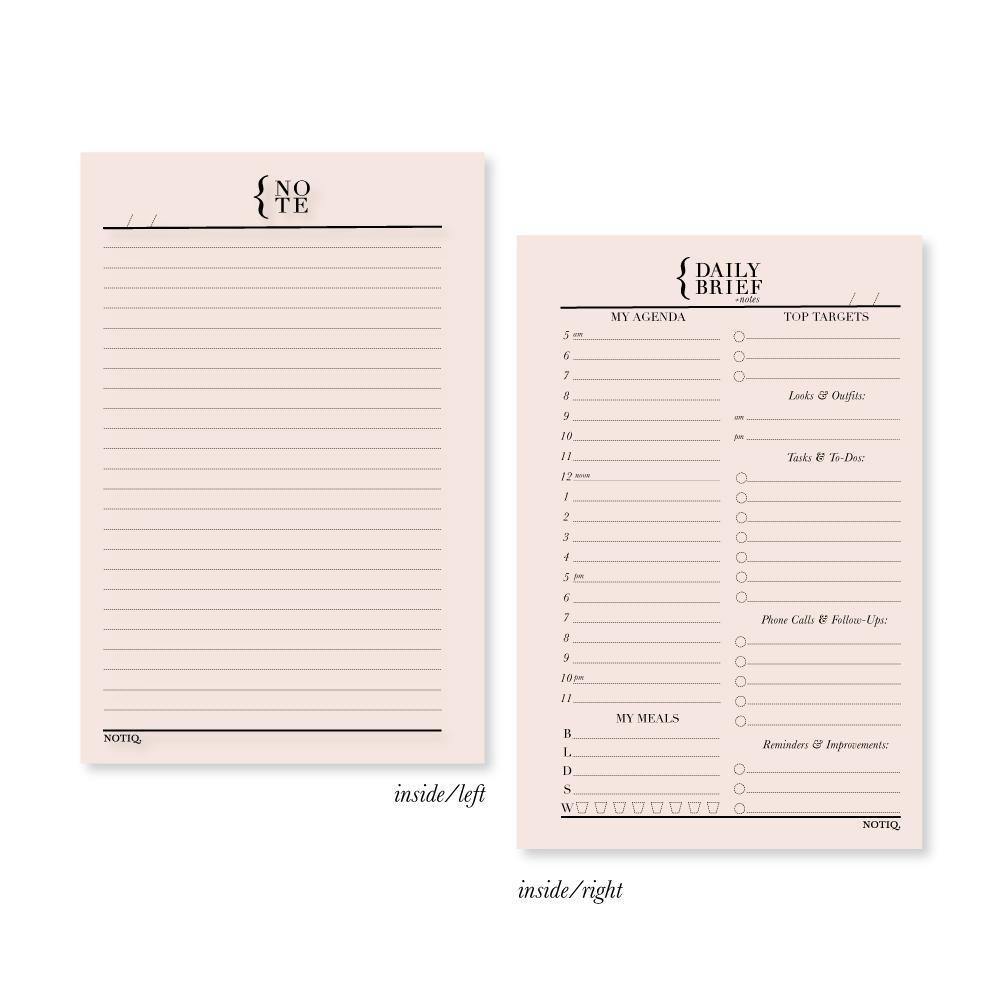 Blush Pink | Daily Brief + Notes Planner Inserts & Refill | NOTIQ