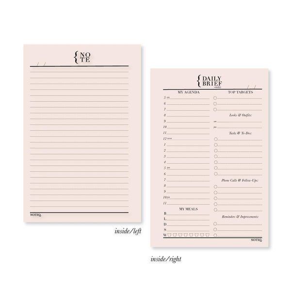 Daily Brief + Notes Planner Inserts & Refill Blush Pink