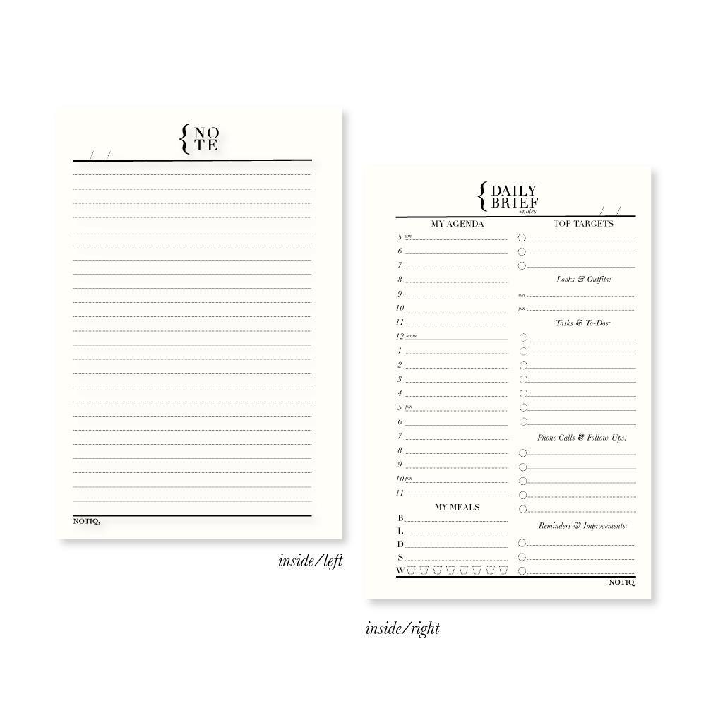 Pearl White | Daily Brief + Notes Planner Inserts & Refill | NOTIQ