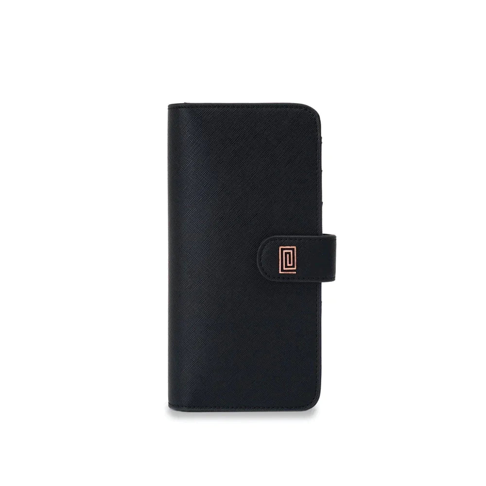 Rose Gold on Jet Black Saffiano Slim Compact | OUTLET | SL5. Slim Compact Wallet Ringless Agenda | Planner Cover | Final Sale | NOTIQ